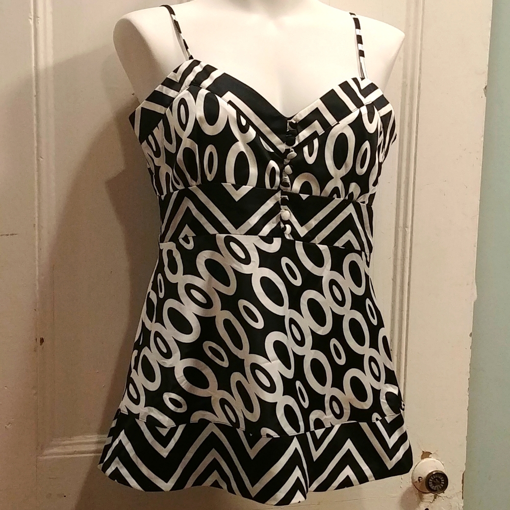 NEXT UK Black and White Satin Top